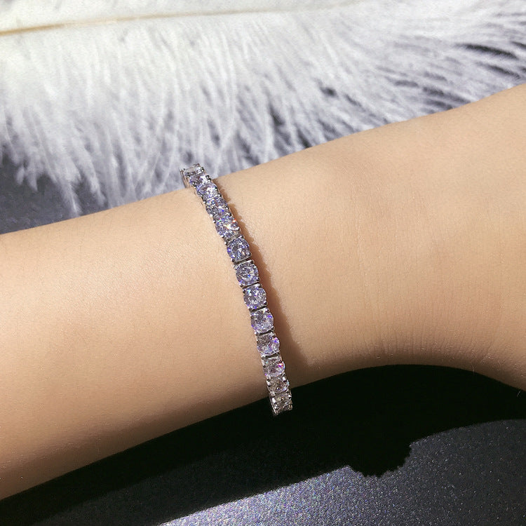 Shinning Classic 4mm Tennis Bracelet Moissanite In Sterling Silver shine of diamond