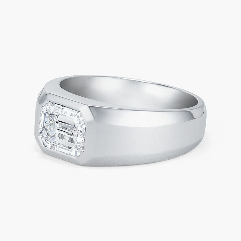 3CT Emerald Cut Silver Ring For Men Shineofidamond
