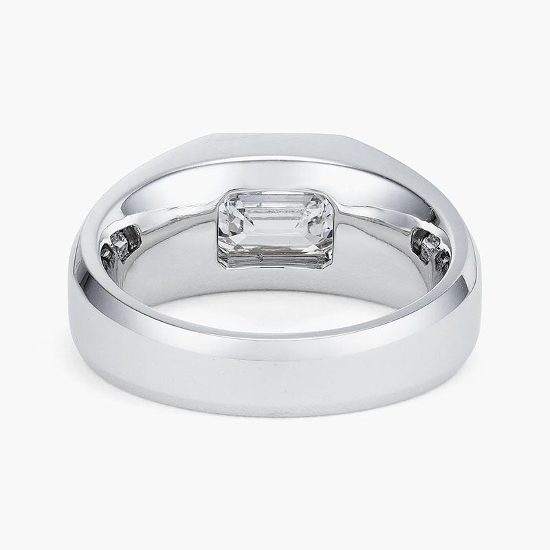 3CT Emerald Cut Silver Ring For Men Shineofidamond