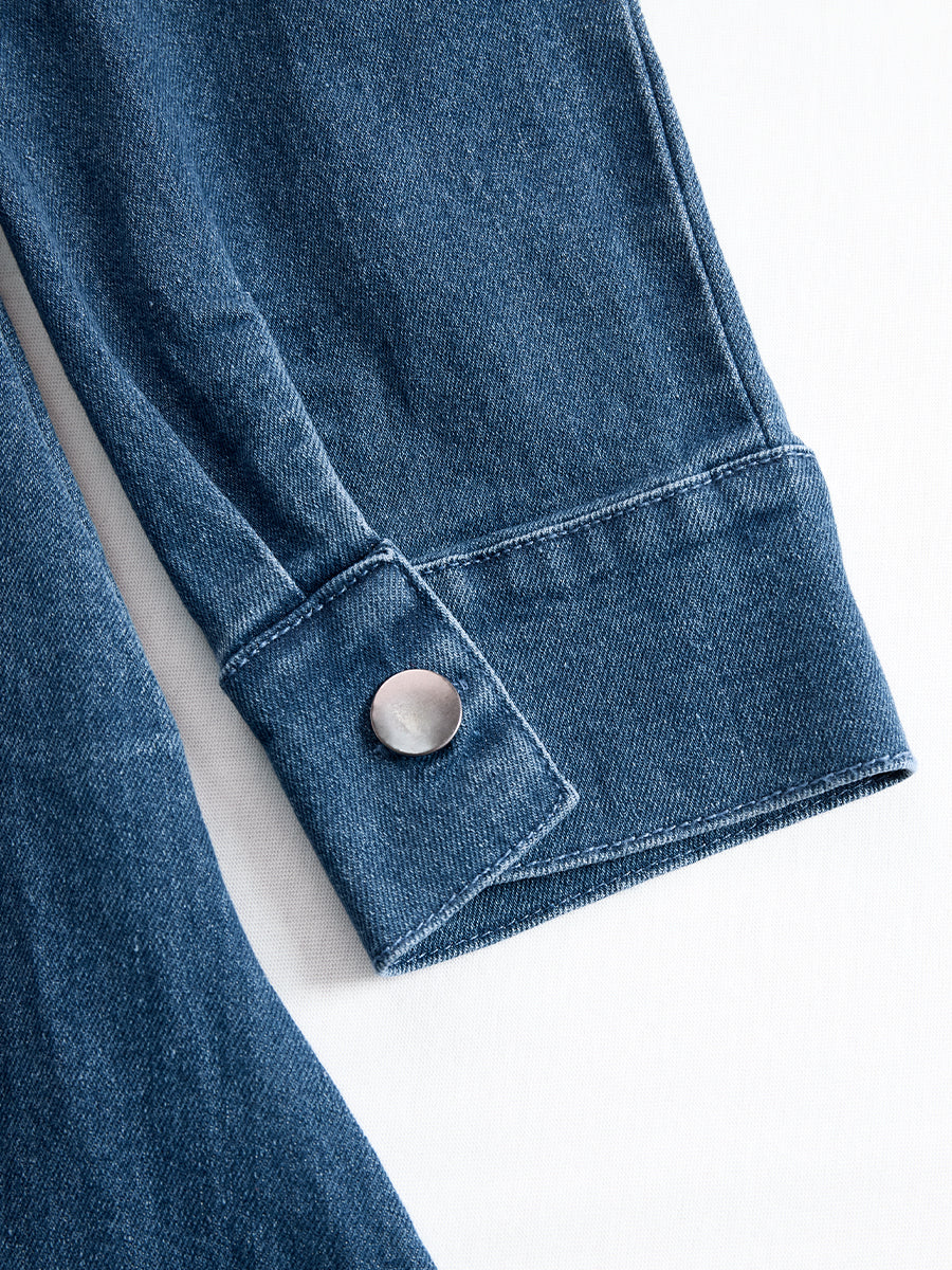 Elegant Zippered Belted Denim Midi Dress HWT
