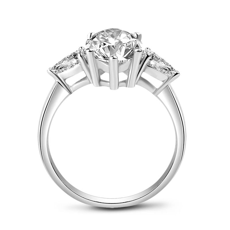 Dainty Three Stone Marquise Cut Sterling Silver Engagement Ring Shineofdiamond