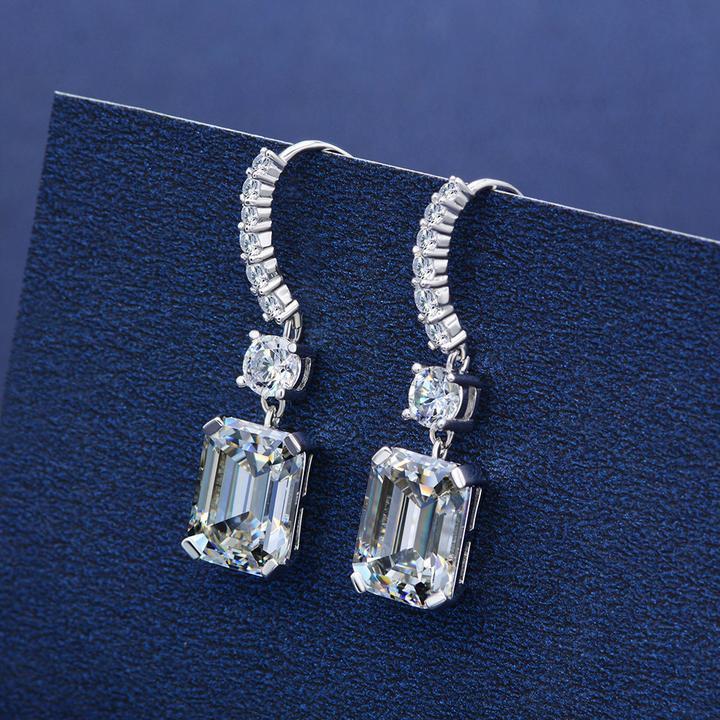 Emerald Cut Drop Earrings Shineofidamond