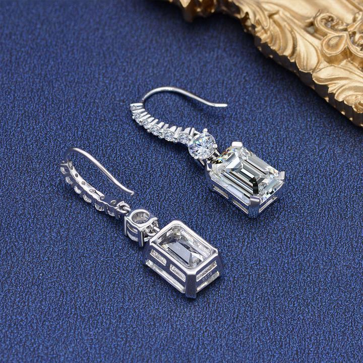 Emerald Cut Drop Earrings Shineofidamond