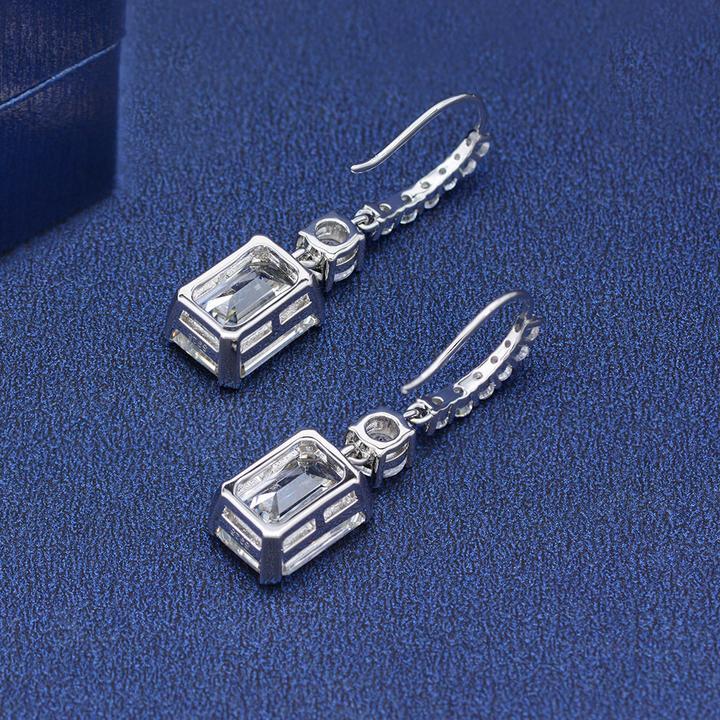 Emerald Cut Drop Earrings Shineofidamond