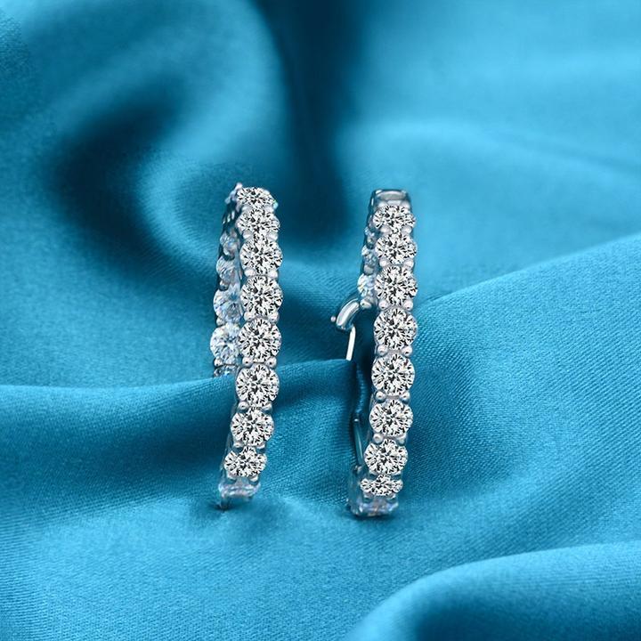 Classic Sterling Silver Round Cut Hoop Earrings Shineofidamond