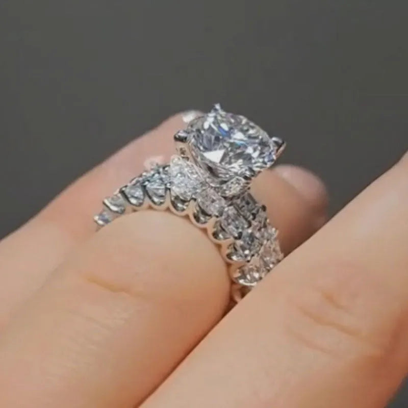 Luxury Round Cut Bridal Set In Sterling Silver shineofdiamond