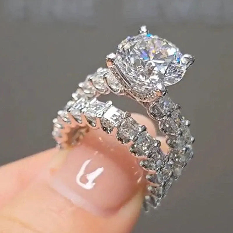 Luxury Round Cut Bridal Set In Sterling Silver shineofdiamond