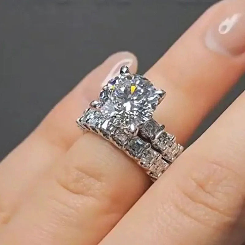 Luxury Round Cut Bridal Set In Sterling Silver shineofdiamond