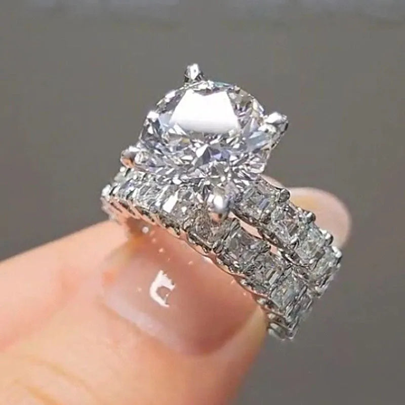 Luxury Round Cut Bridal Set In Sterling Silver shineofdiamond