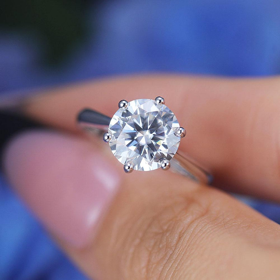 ShineofDiamond Classic 6 Prong Round Cut Moissanite Ring Shine of Diamond