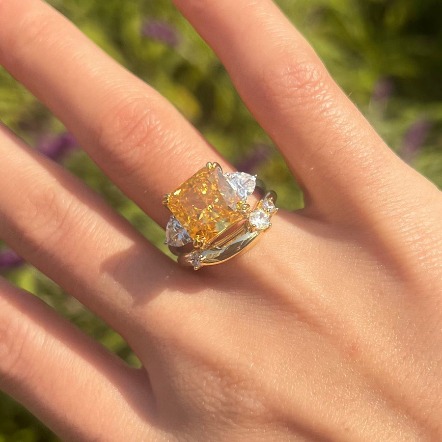 Sparkling 2 Pcs Yellow Radiant Cut Bridal Set shine