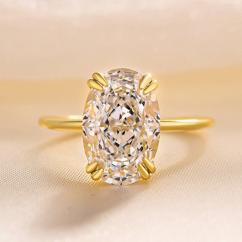 Luxurious Oval Cut Double Prong Solitaire Sterling Silver Engagement Ring shineofdiamond