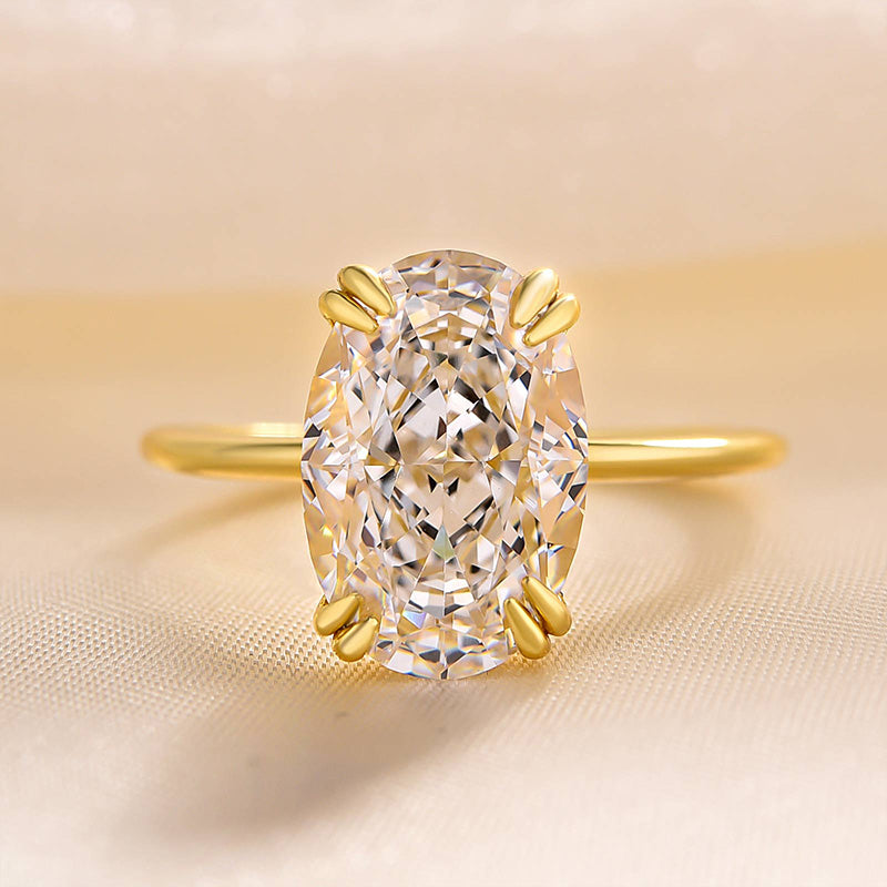 Luxurious Oval Cut Double Prong Solitaire Sterling Silver Engagement Ring shineofdiamond