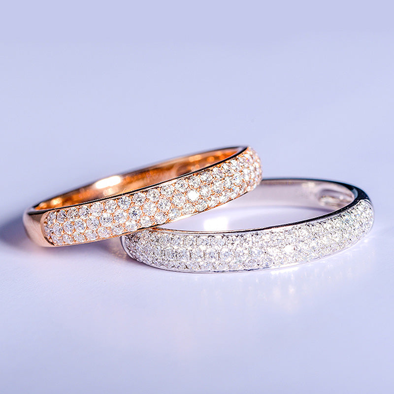 Exclusive 3 Rows Round Cut Half-Eternity Sterling Silver Wedding Band Shineofdiamond