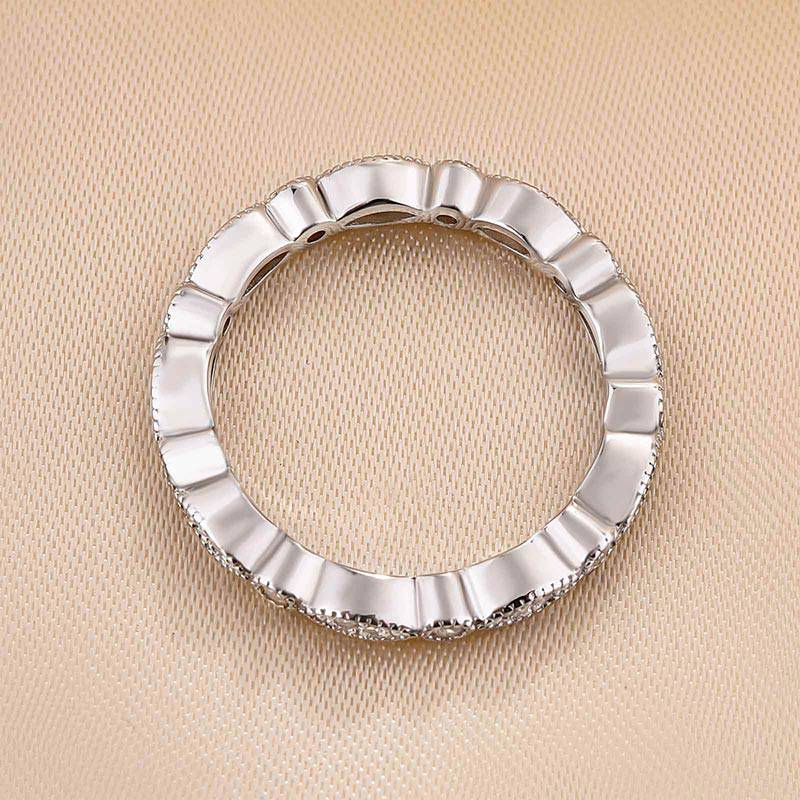 Vintage Eternity Art Deco Stacking Wedding Band In Sterling Silver Shineofidamond
