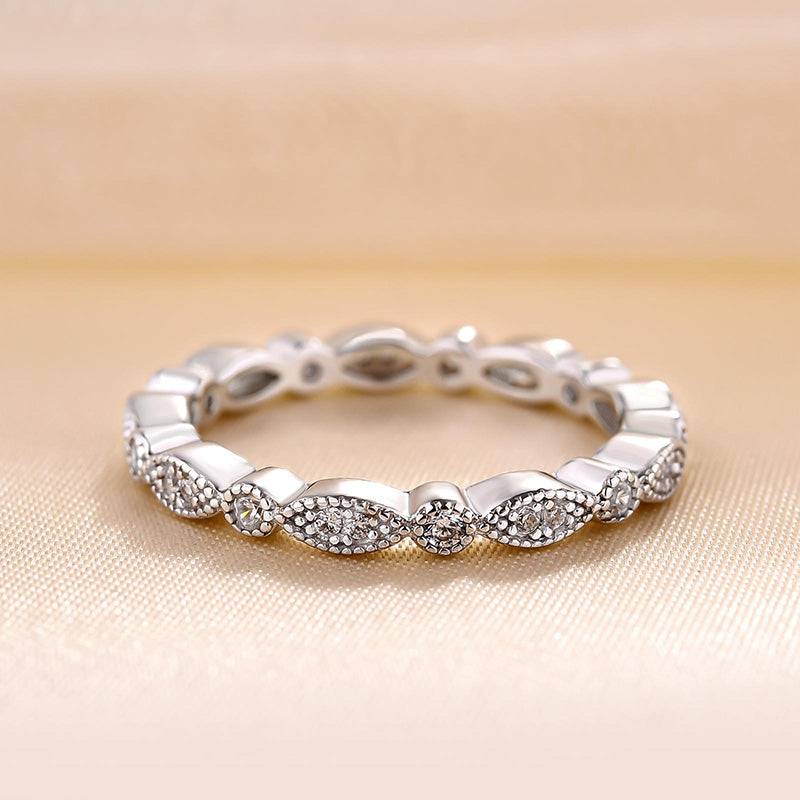 Vintage Eternity Art Deco Stacking Wedding Band In Sterling Silver Shineofidamond