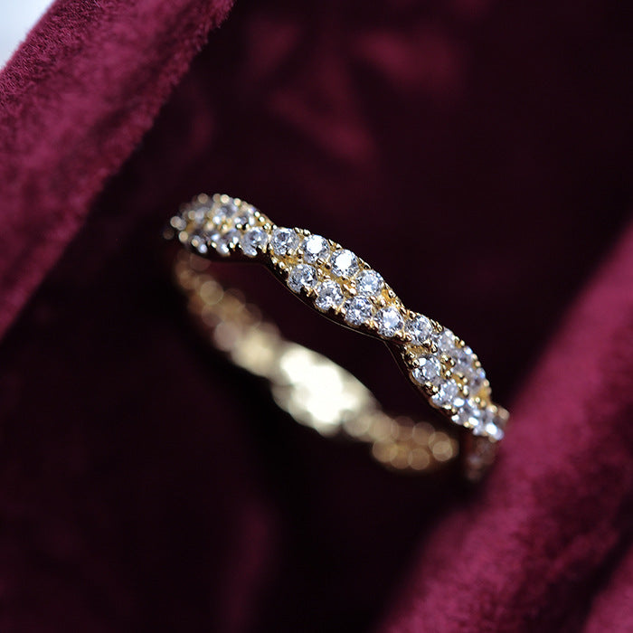 Elegant Pave Twist Eternity Wedding Band In Sterling Silver Shineofdiamond