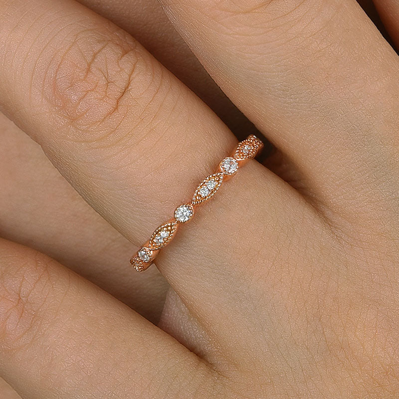 Vintage Eternity Art Deco Stacking Wedding Band In Sterling Silver Shineofidamond