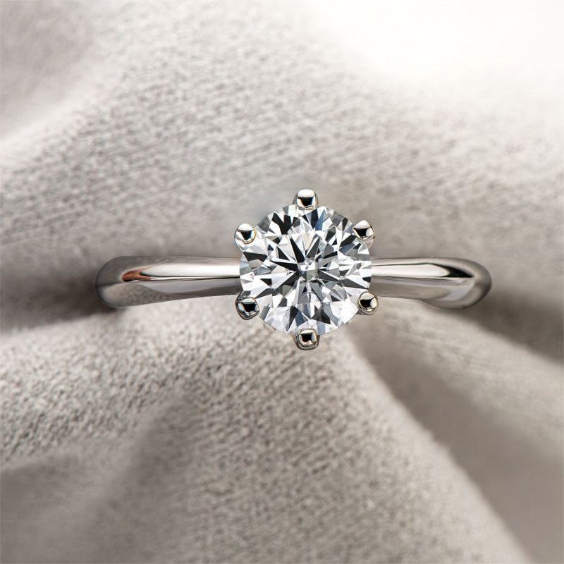 Classic 2.0 CT 6 Prong Round Cut Sterling Silver Engagement Ring Shineofdiamond