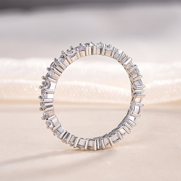 Marquise Cut & Round Cut Crossed Wedding Band In Sterling Silver Shineofdiamond