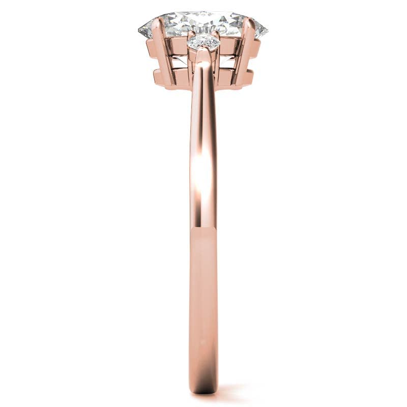 Oval Cut and Pear 3-Stone Sterling Silver Engagement Ring shine of diamond