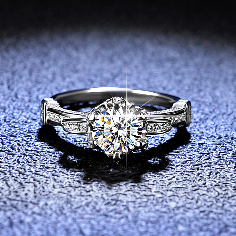 Vintage 6 Prongs Round Cut Engagement Ring In Sterling Silver shineofdiamond