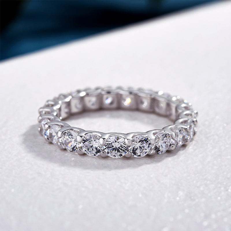 Classic Round Cut 4 Prong Bridal Set In Sterling Silver Shineofdiamond