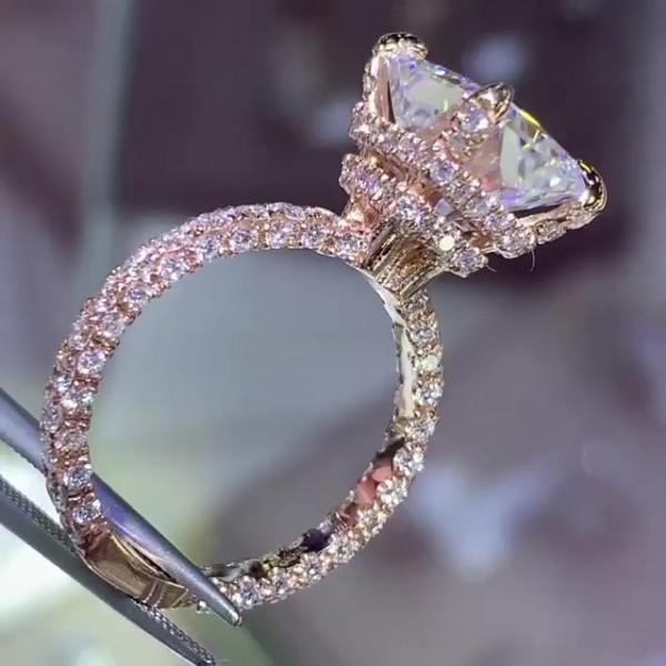 Radiant Cut Double Under Halo Sterling Silver Engagement Ring Shineofdiamond