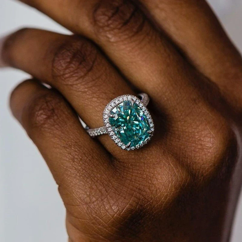Gorgeous Halo Cushion Cut Paraiba Tourmaline Engagement Ring Shineofdiamond