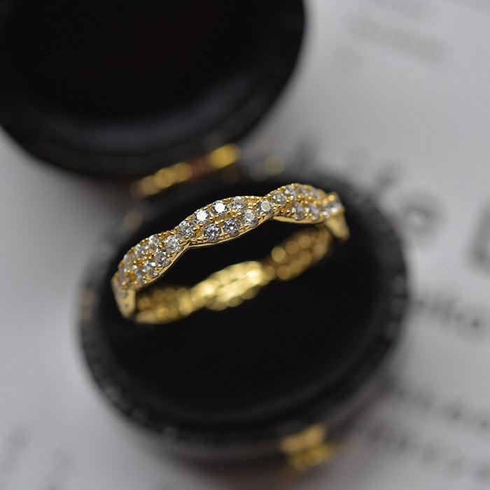 Elegant Pave Twist Eternity Wedding Band In Sterling Silver Shineofdiamond