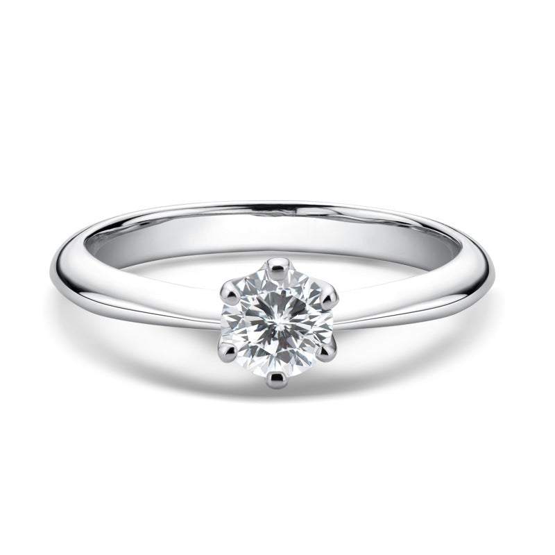 Classic 2.0 CT 6 Prong Round Cut Sterling Silver Engagement Ring Shineofdiamond