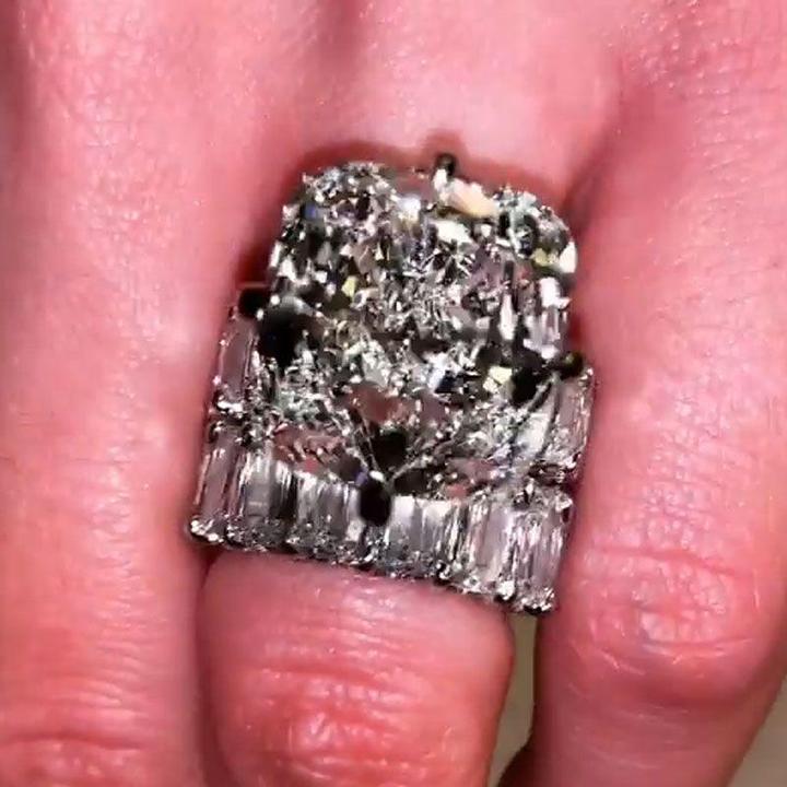 13.0ct Handmade Cushion Cut Eternity Sterling Silver Bridal Set Shineofdiamond