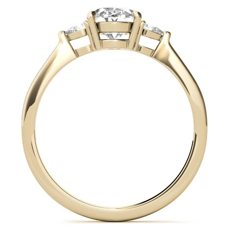 Oval Cut and Pear 3-Stone Sterling Silver Engagement Ring shine of diamond