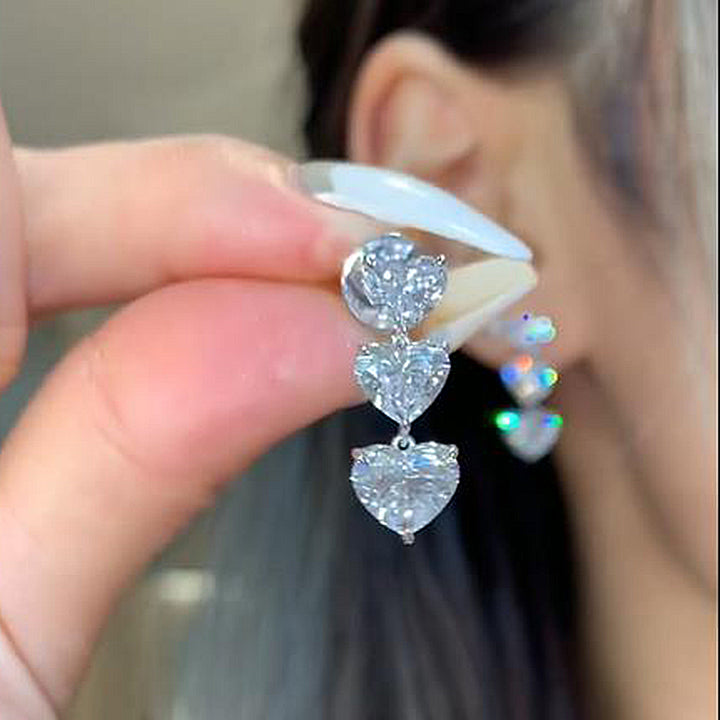 Elegant Heart Cut Sterling Silver Stud Earrings Shineofdiamond