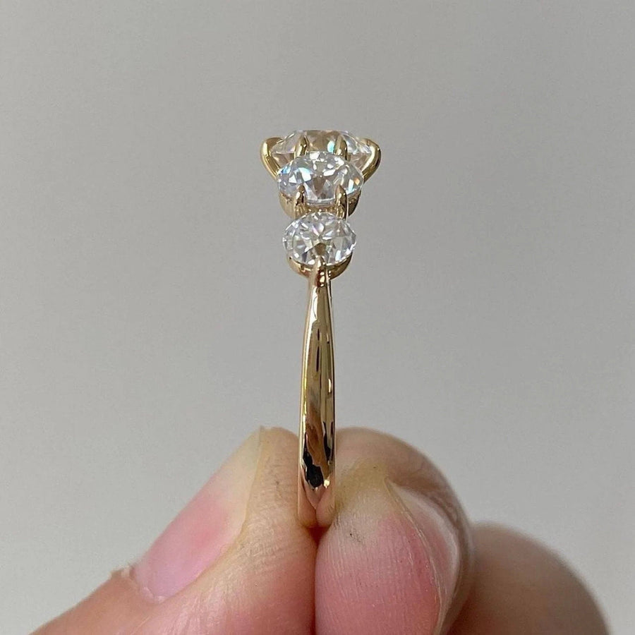 Round Cut Five Stone Engagement Ring In Sterling Silver Shineofidamond