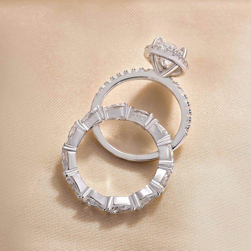 Pear Cut Engagement Ring & Heart-Shaped Wedding Band Sets Shineofdiamond