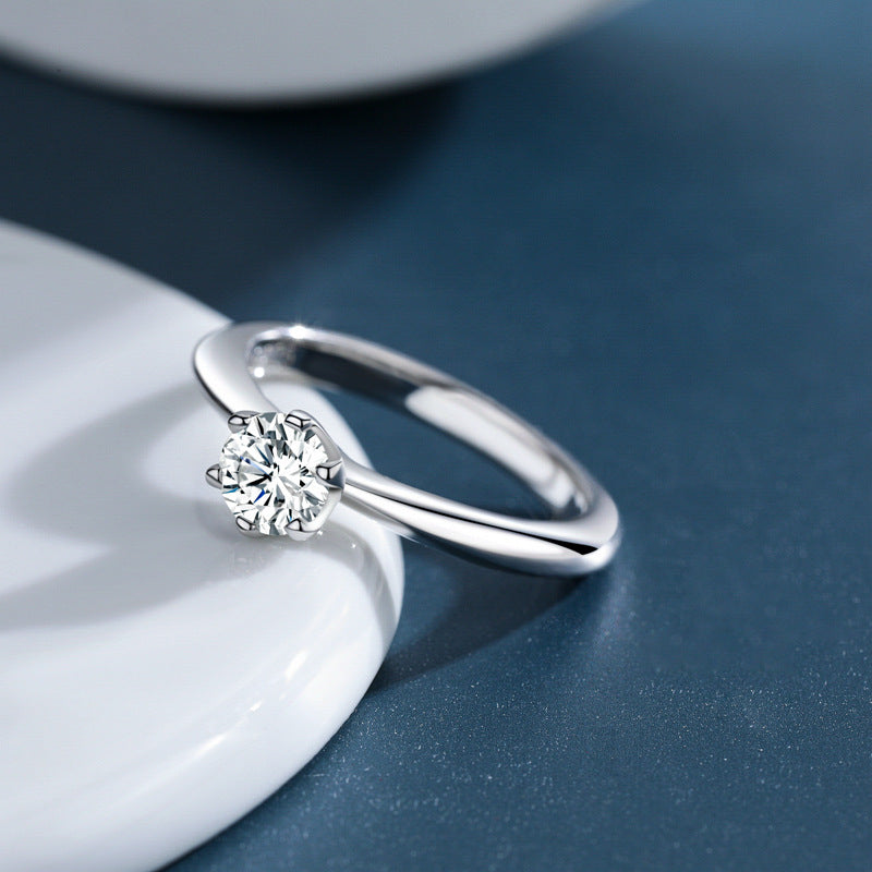 Classic 2.0 CT 6 Prong Round Cut Sterling Silver Engagement Ring Shineofdiamond