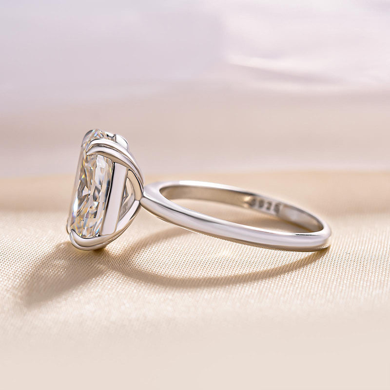 Luxurious Oval Cut Double Prong Solitaire Sterling Silver Engagement Ring shineofdiamond