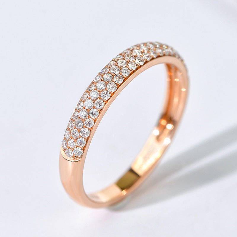 Exclusive 3 Rows Round Cut Half-Eternity Sterling Silver Wedding Band Shineofdiamond