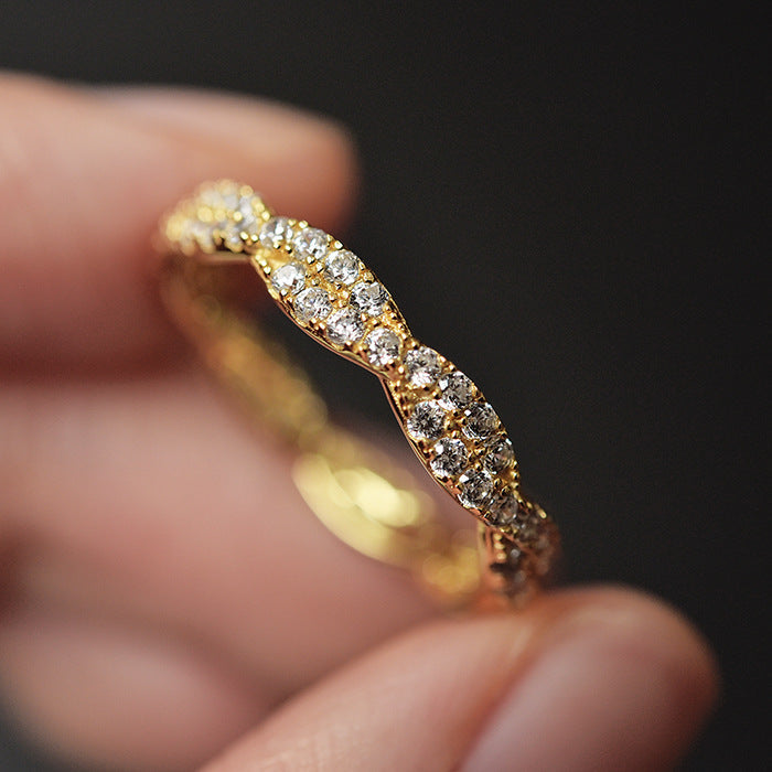 Elegant Pave Twist Eternity Wedding Band In Sterling Silver Shineofdiamond
