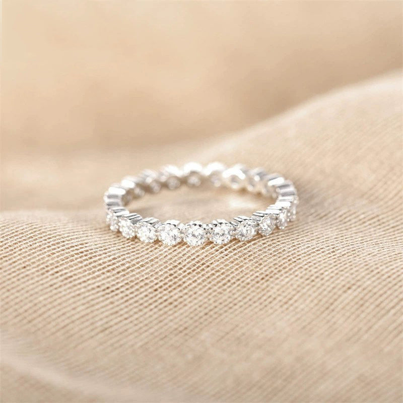 Eternity Round Cut Wedding Band In Sterling Silver Shineofdiamond