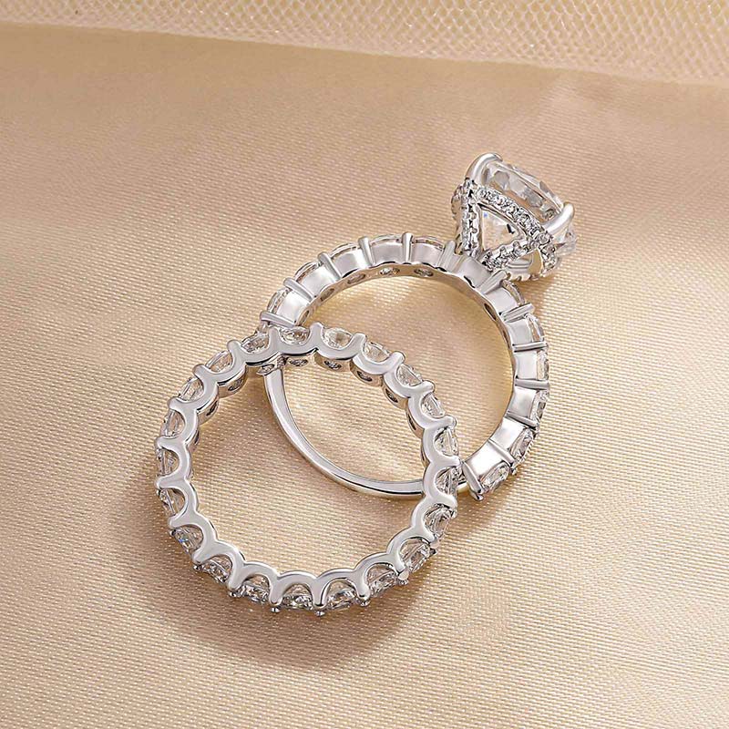 Classic Round Cut 4 Prong Bridal Set In Sterling Silver Shineofdiamond