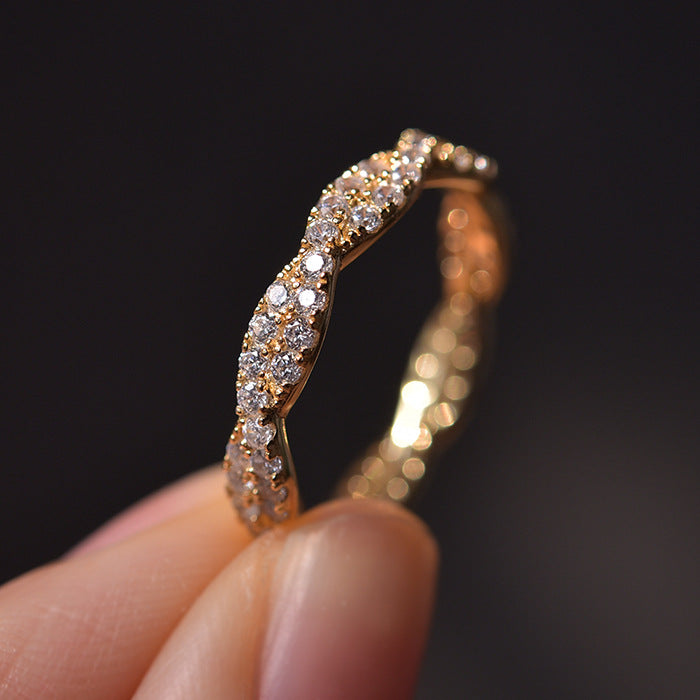 Elegant Pave Twist Eternity Wedding Band In Sterling Silver Shineofdiamond