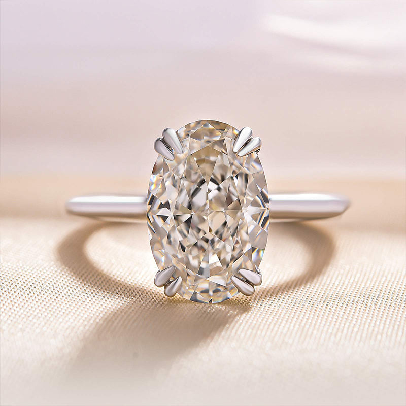 Luxurious Oval Cut Double Prong Solitaire Sterling Silver Engagement Ring shineofdiamond