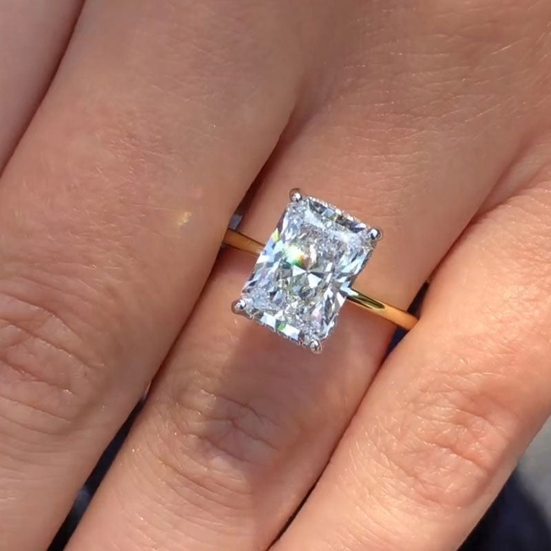 Radiant Cut Hidden Halo Sterling Silver Engagement Ring shineofdiamond