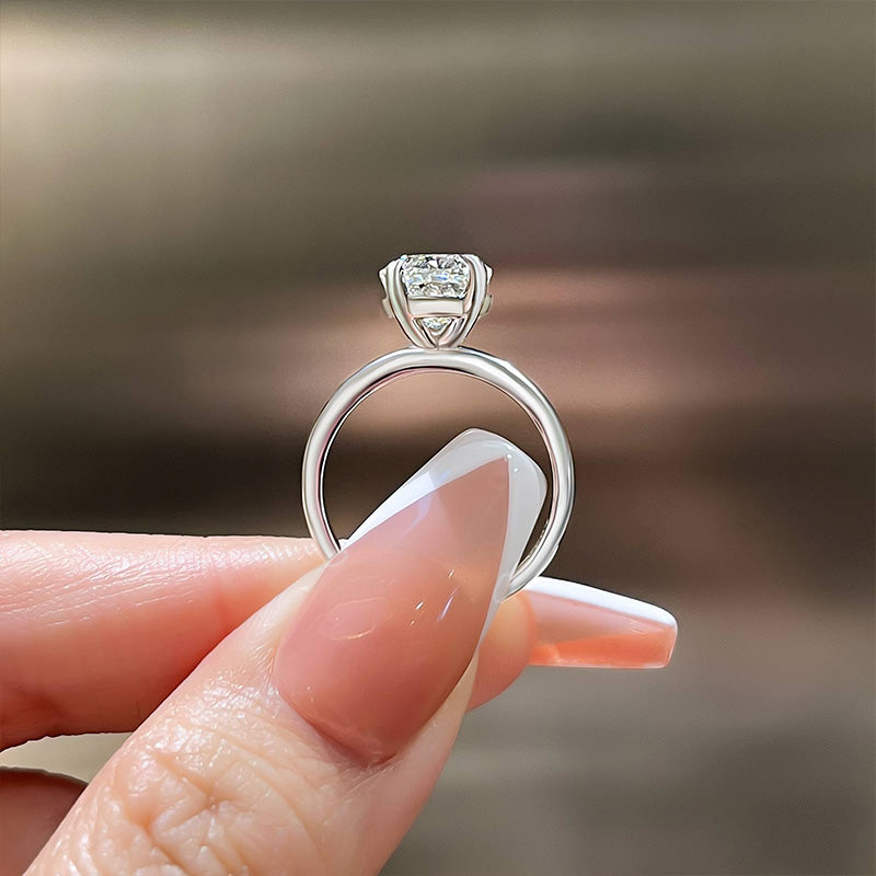Luxurious Oval Cut Double Prong Solitaire Sterling Silver Engagement Ring shineofdiamond
