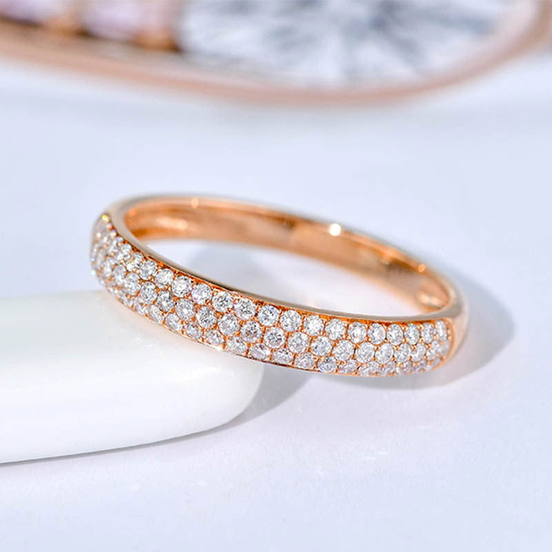Exclusive 3 Rows Round Cut Half-Eternity Sterling Silver Wedding Band Shineofdiamond