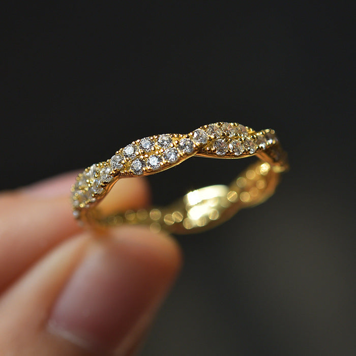 Elegant Pave Twist Eternity Wedding Band In Sterling Silver Shineofdiamond