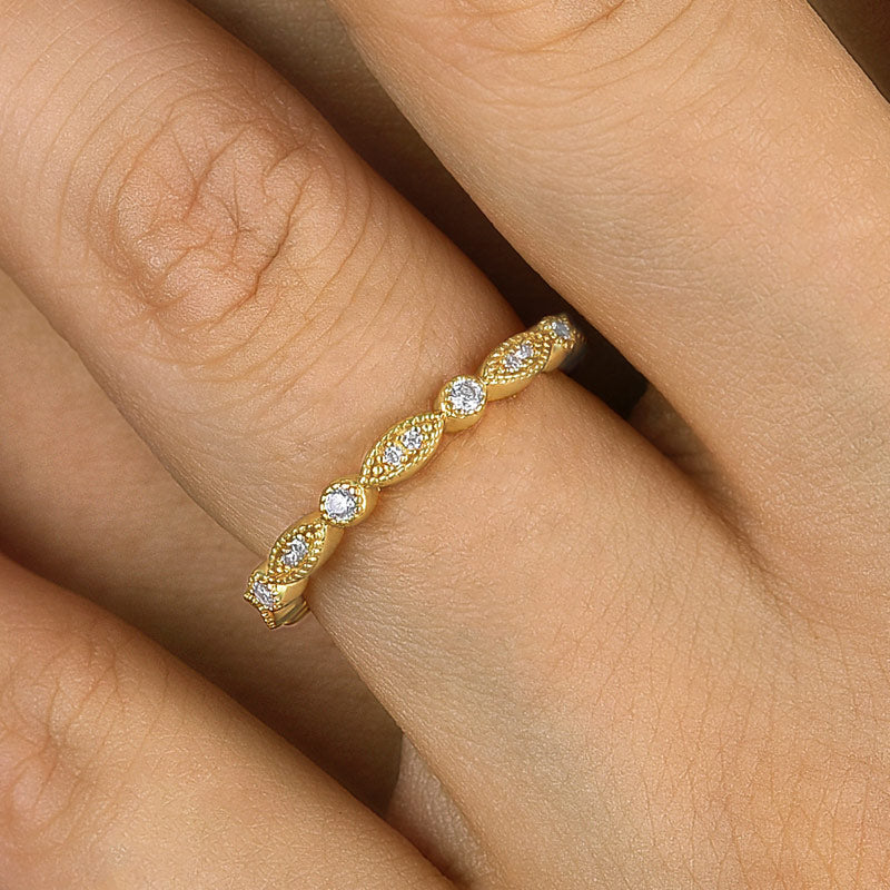 Vintage Eternity Art Deco Stacking Wedding Band In Sterling Silver Shineofidamond
