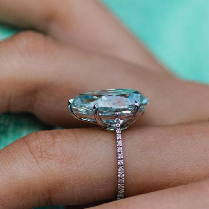 Pear Cut Sterling Silver Solitaire Engagement Ring shineofdiamond